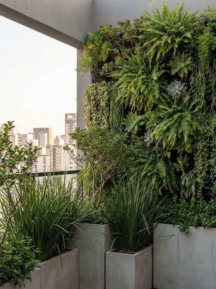 Paisajismo para terrazas: jardines verticales y selección botánica para privacidad.