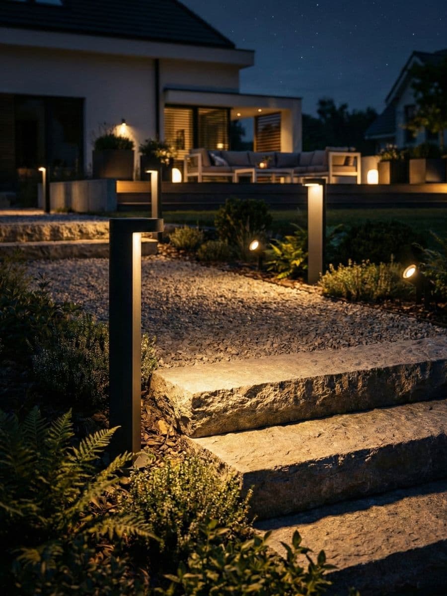 Iluminación escénica para terrazas y rooftops con sistemas LED de bajo consumo.